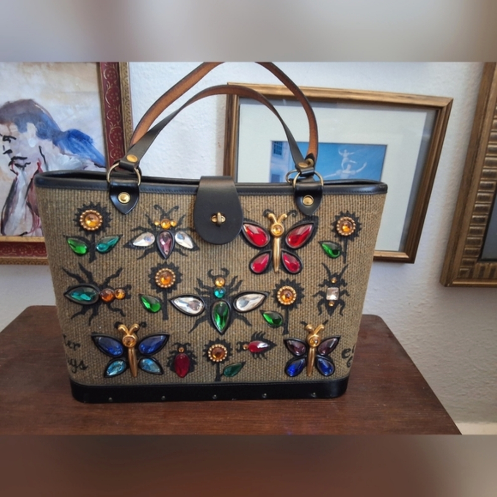 RARE.Near Mint Enid Collins of Texas  Gltterbugs Tote 1966 NWOT. Free Shipping